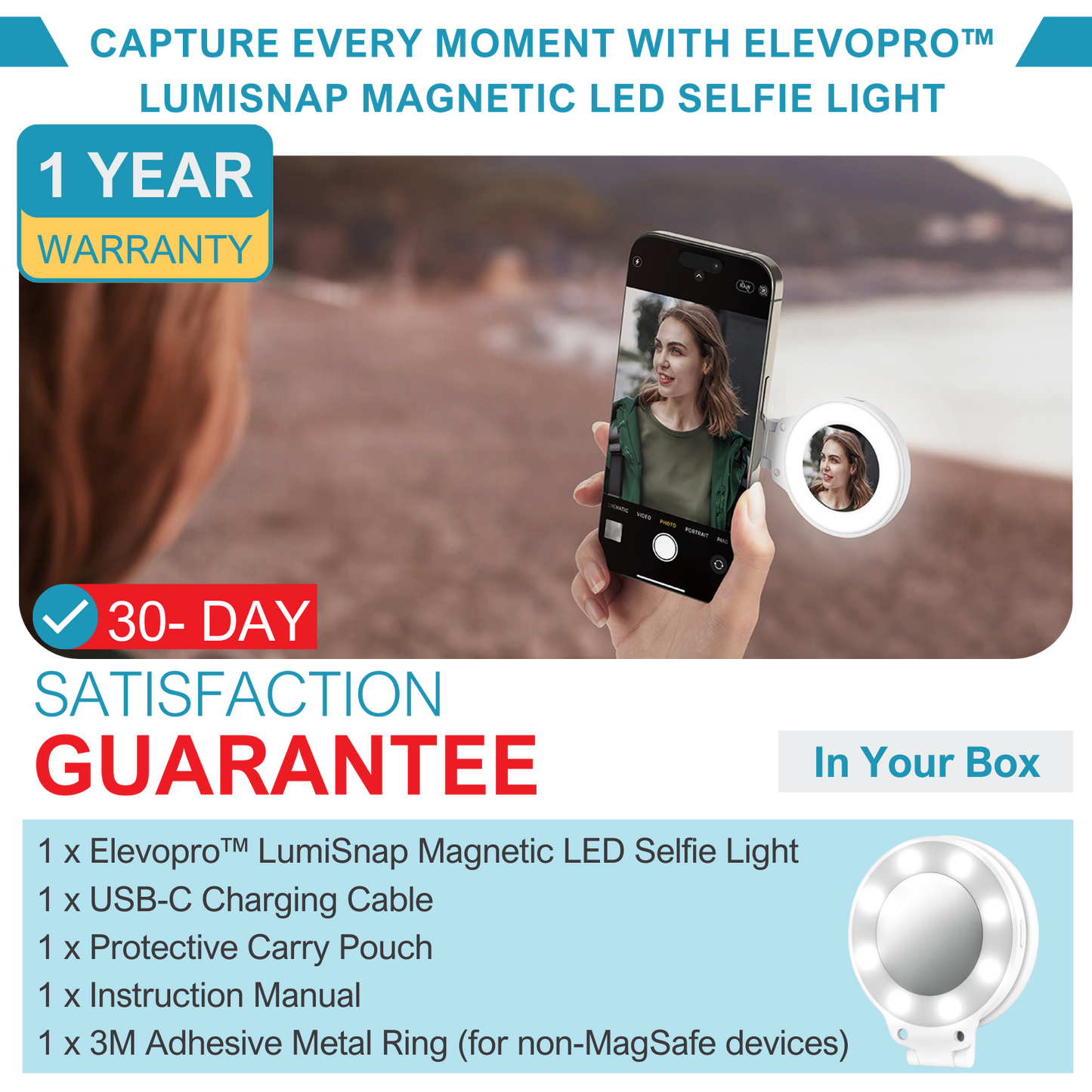 Elevopro™ LumiSnap Magnetic LED Selfie Light