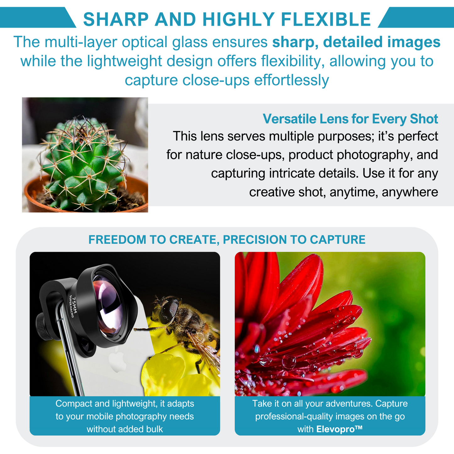 Elevopro™ 75mm 10X Macro Lens - Works on all smartphones