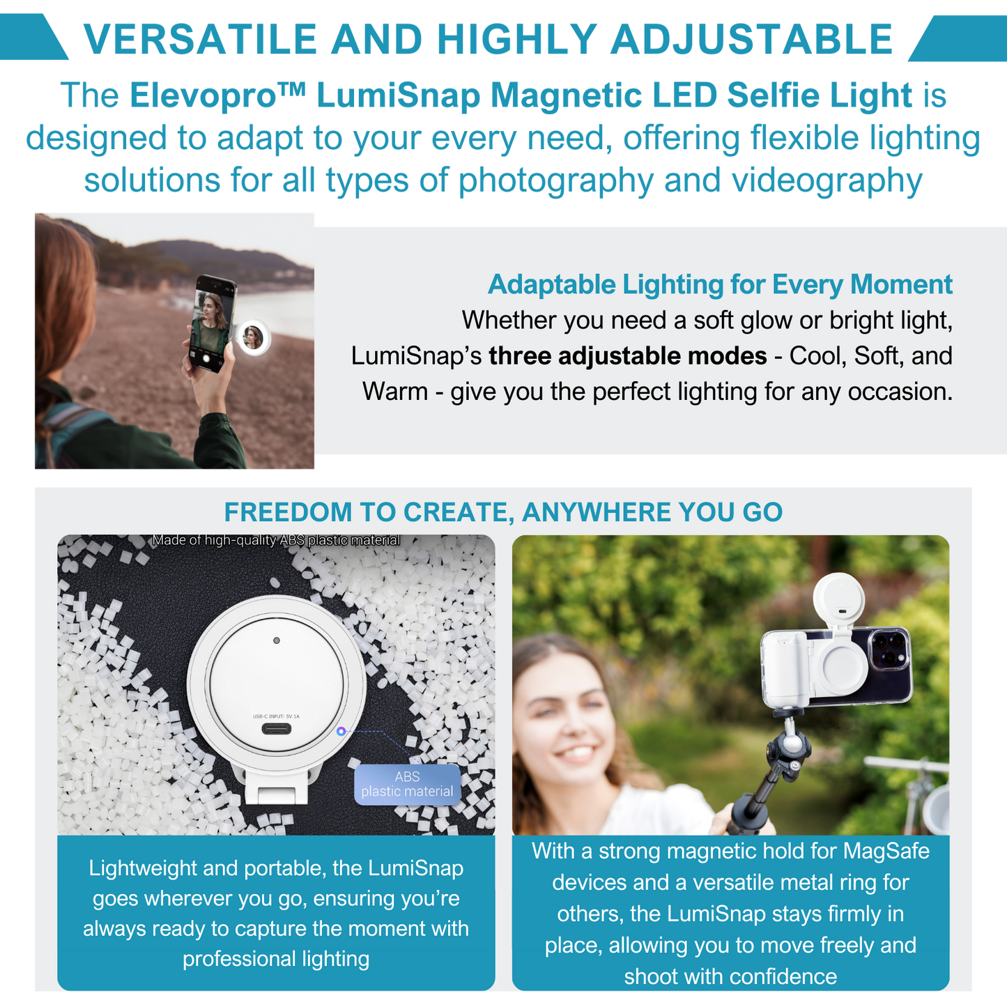 Elevopro™ LumiSnap Magnetic LED Selfie Light