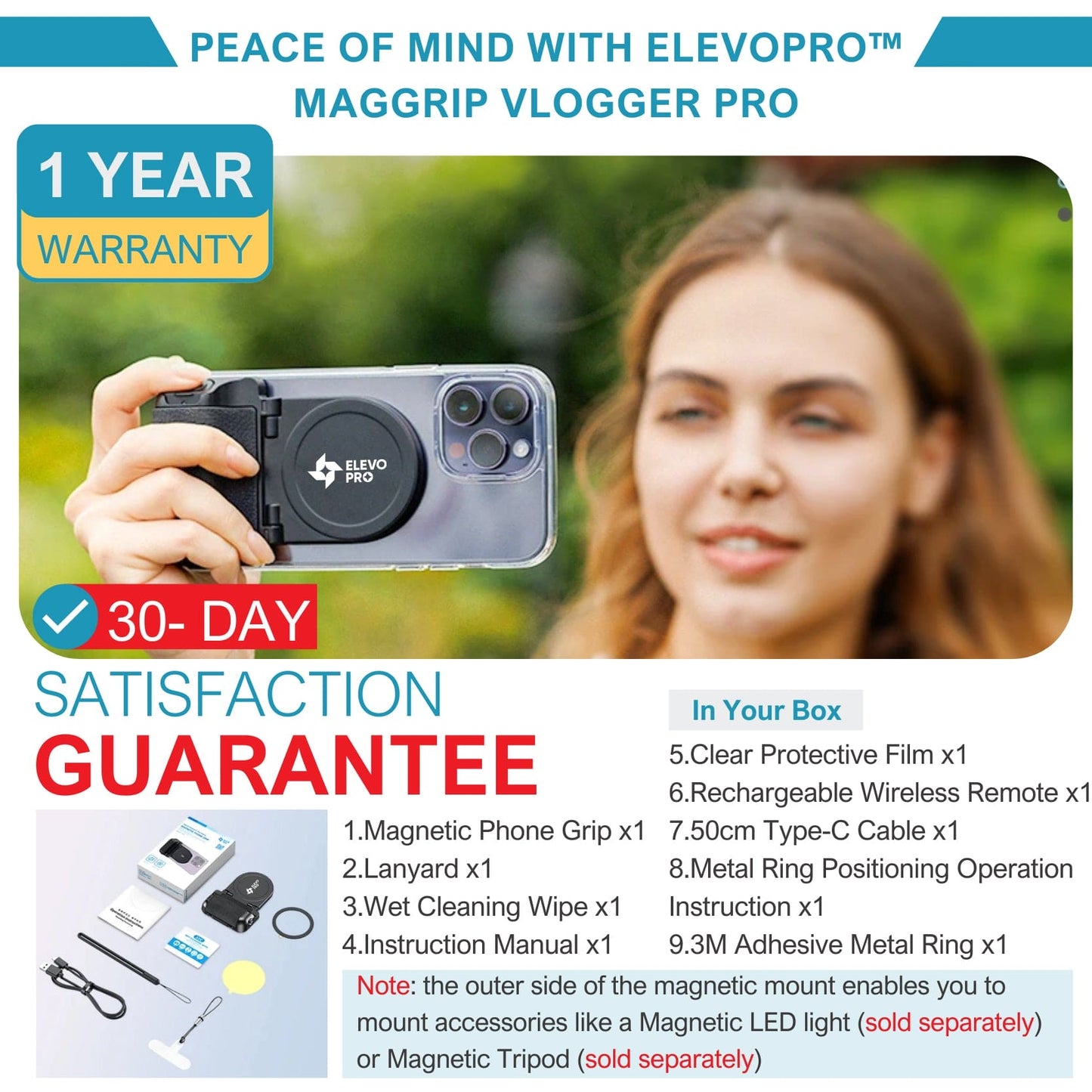 Elevopro™ MagGrip Vlogger Pro – Works on all smartphones