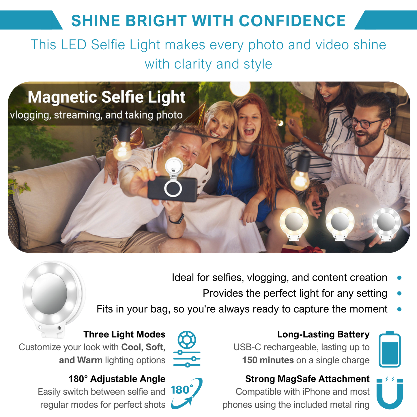 Elevopro™ LumiSnap Magnetic LED Selfie Light